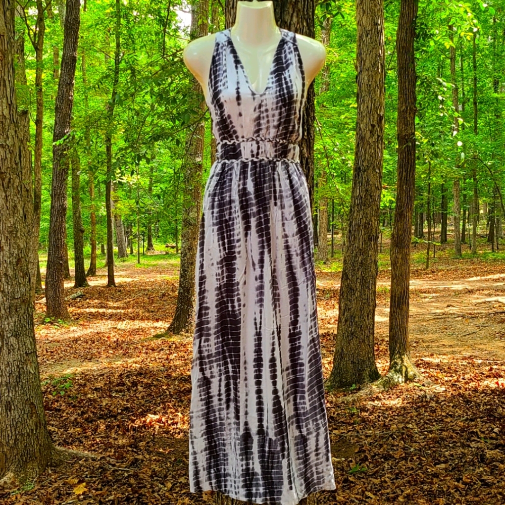 New Japana Blue Heather TyeDye Large Maxi Dress